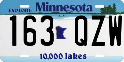 MN license plate 163QZW