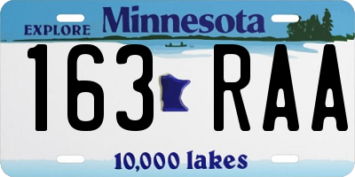 MN license plate 163RAA