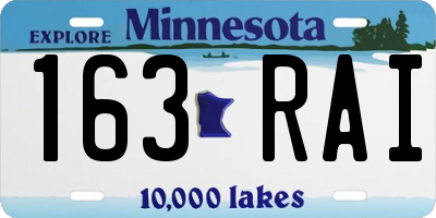 MN license plate 163RAI