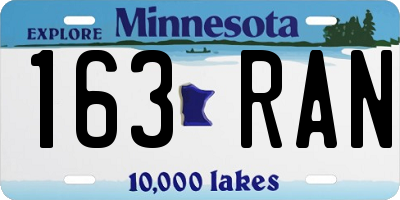 MN license plate 163RAN