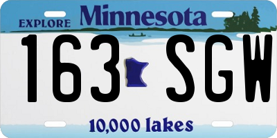 MN license plate 163SGW