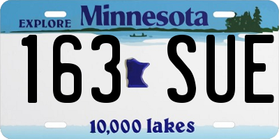 MN license plate 163SUE