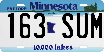 MN license plate 163SUM