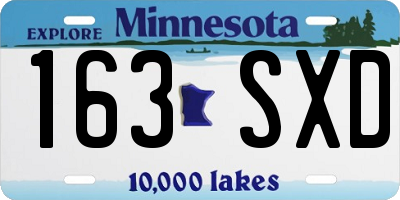 MN license plate 163SXD