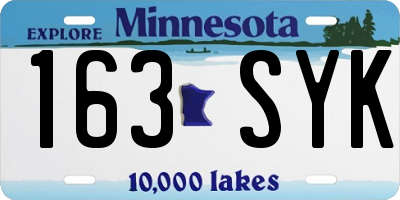 MN license plate 163SYK