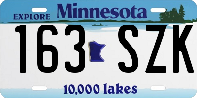 MN license plate 163SZK