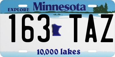 MN license plate 163TAZ