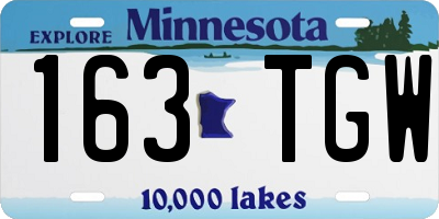 MN license plate 163TGW