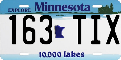 MN license plate 163TIX