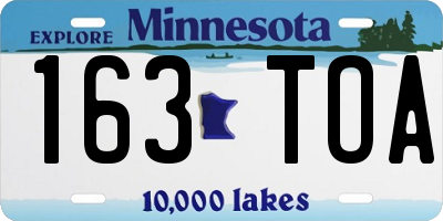 MN license plate 163TOA