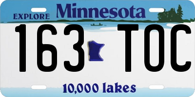 MN license plate 163TOC