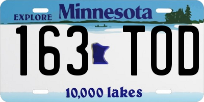 MN license plate 163TOD