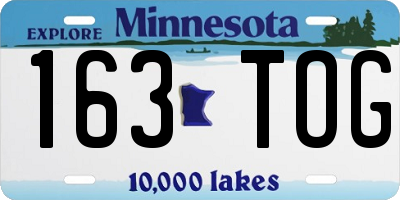 MN license plate 163TOG