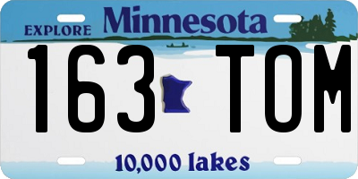 MN license plate 163TOM