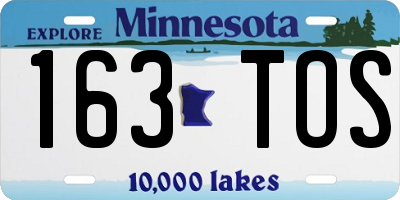 MN license plate 163TOS
