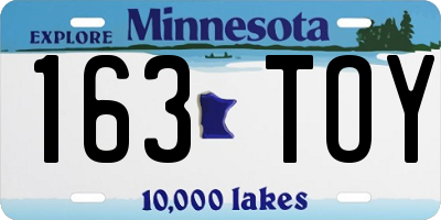 MN license plate 163TOY