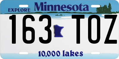 MN license plate 163TOZ