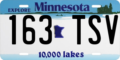 MN license plate 163TSV