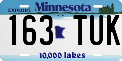 MN license plate 163TUK