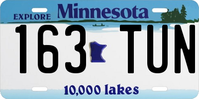 MN license plate 163TUN