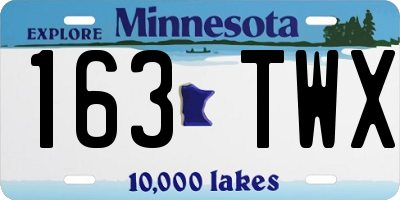 MN license plate 163TWX