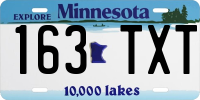 MN license plate 163TXT