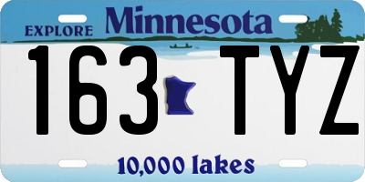 MN license plate 163TYZ