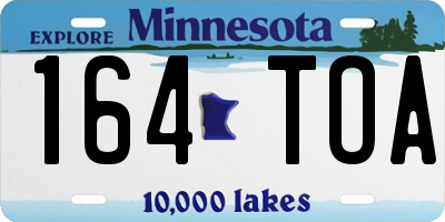 MN license plate 164TOA