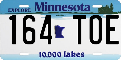 MN license plate 164TOE
