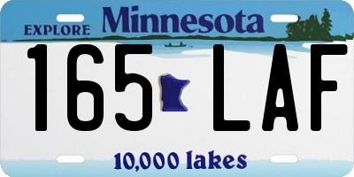 MN license plate 165LAF