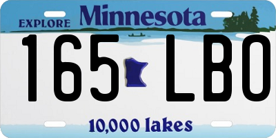 MN license plate 165LBO