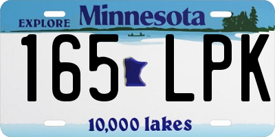 MN license plate 165LPK