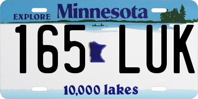 MN license plate 165LUK