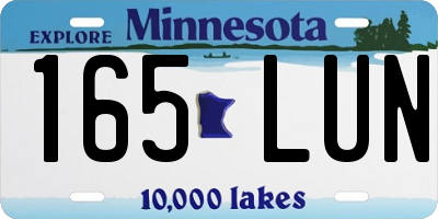 MN license plate 165LUN