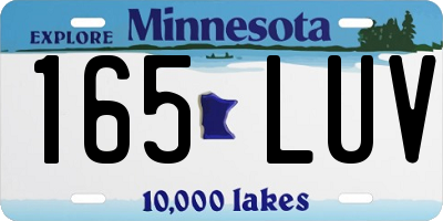 MN license plate 165LUV