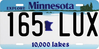 MN license plate 165LUX