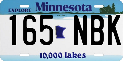 MN license plate 165NBK