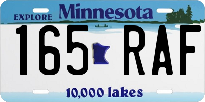 MN license plate 165RAF