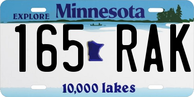 MN license plate 165RAK
