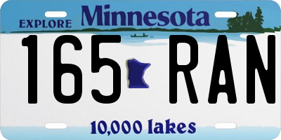 MN license plate 165RAN