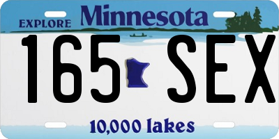 MN license plate 165SEX