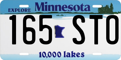 MN license plate 165STO