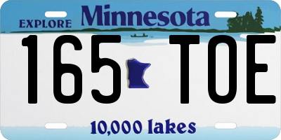 MN license plate 165TOE