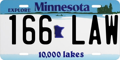MN license plate 166LAW