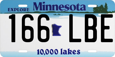 MN license plate 166LBE
