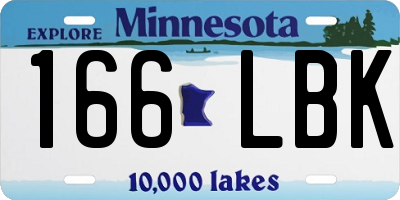 MN license plate 166LBK