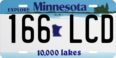 MN license plate 166LCD