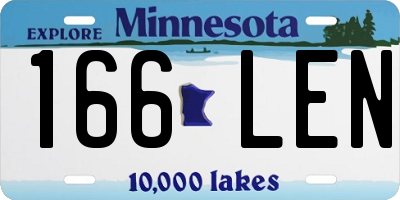 MN license plate 166LEN