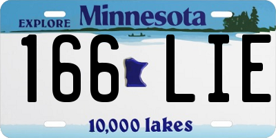 MN license plate 166LIE