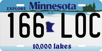 MN license plate 166LOC